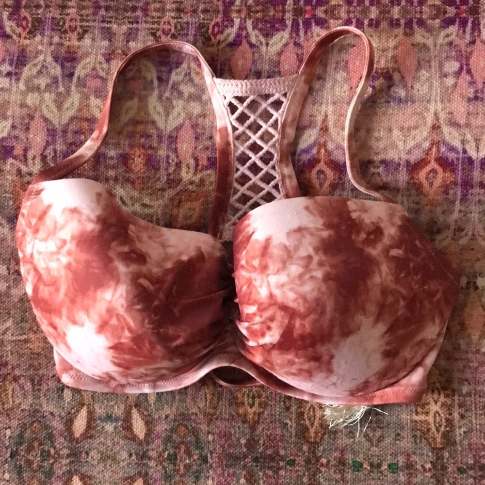 Shade Shore pink tie dye / dip dye bikini swimwear top sz 38 D